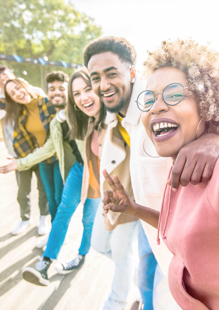 diverse group of happy people