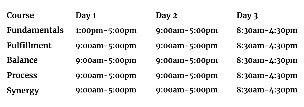 in-person coach training workshop schedule