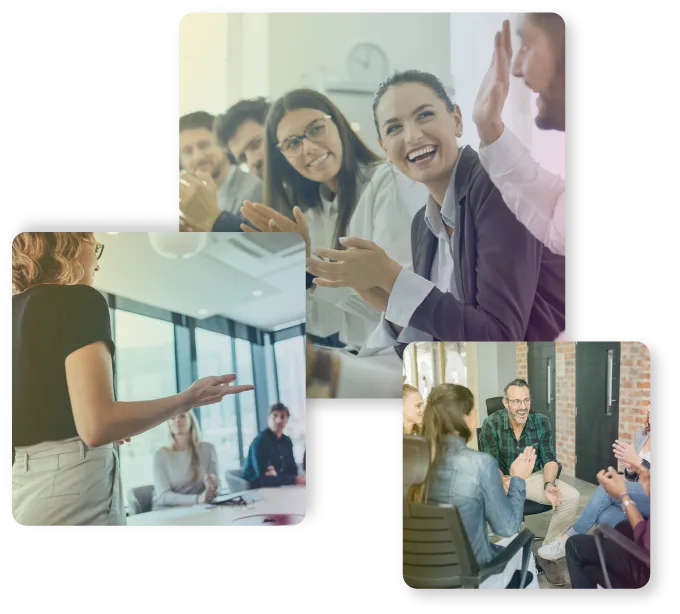 collage of leaders and speakers