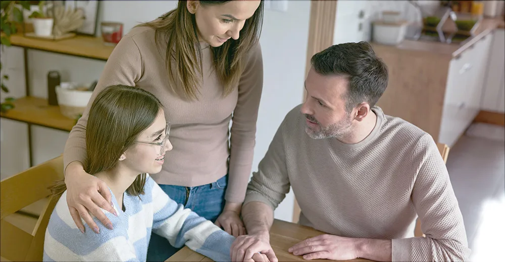 parents talking with child