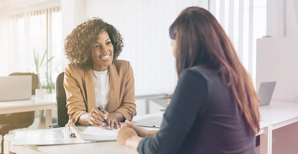 consultant with client