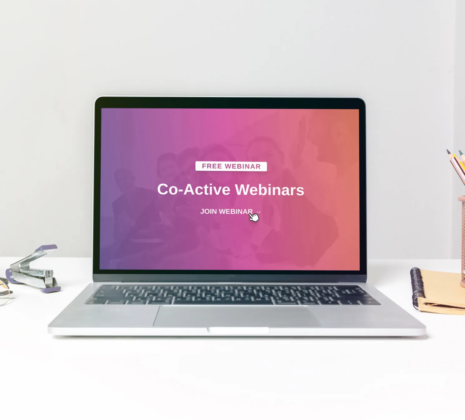 Co-Active Webinars laptop with webinar join button