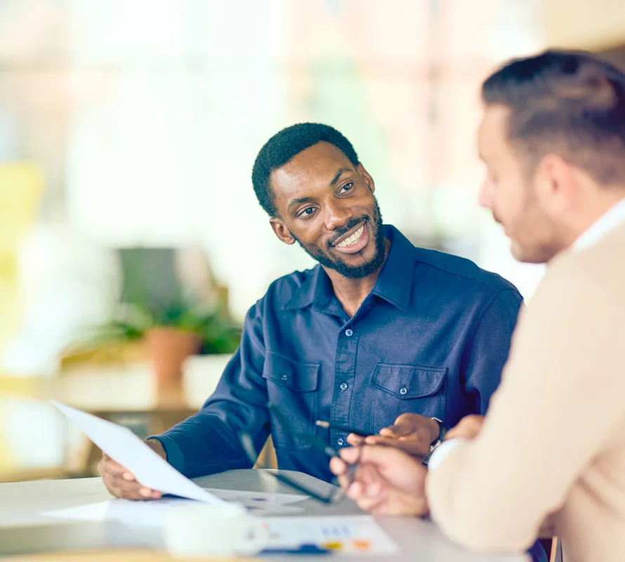 two men in conversation